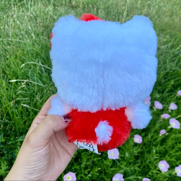 Sanrio Hello Kitty Fluffy Mini Kawaii Red Plush - Picture 2 of 3